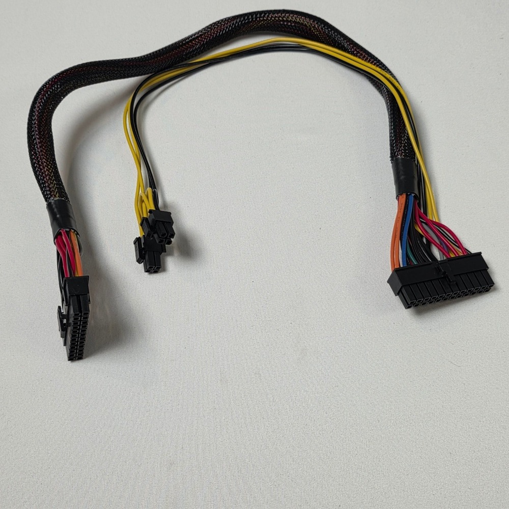 ATX 24 Pin Power Supply Cable with 12v AUX 8 or 4 pin (4+4)‎ 21" Braided Sleeved
